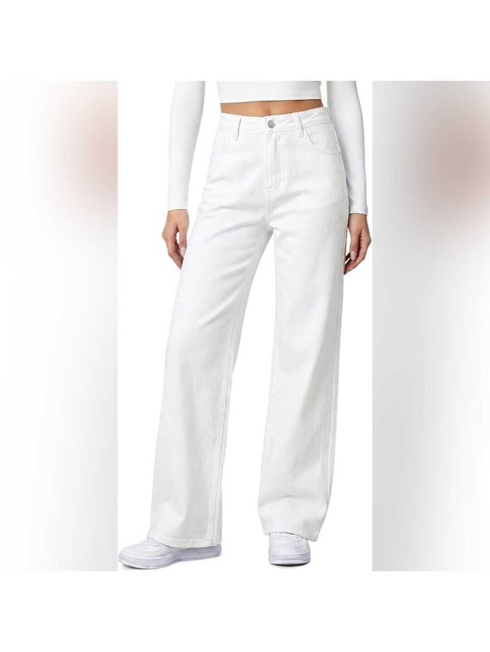 NWT HDLTE Wide Leg High Waisted Straight Leg Boyfriend Denim Jeans, M (8-10)